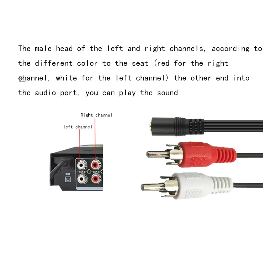 New 3.5MM Female Connector Jack Stereo Cable Y Plug To 2 RCA Male Adapter 3.5 Audio Aux Socket Headphone Music Wire