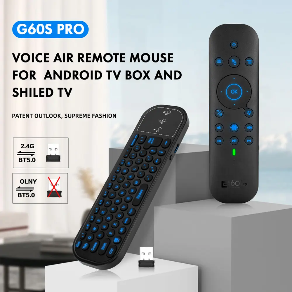 G60S PRO Dual Mode Voice Bluetooth Flying Mouse with Backlight Band Learning 2.4G Wireless For Android TV Box PC