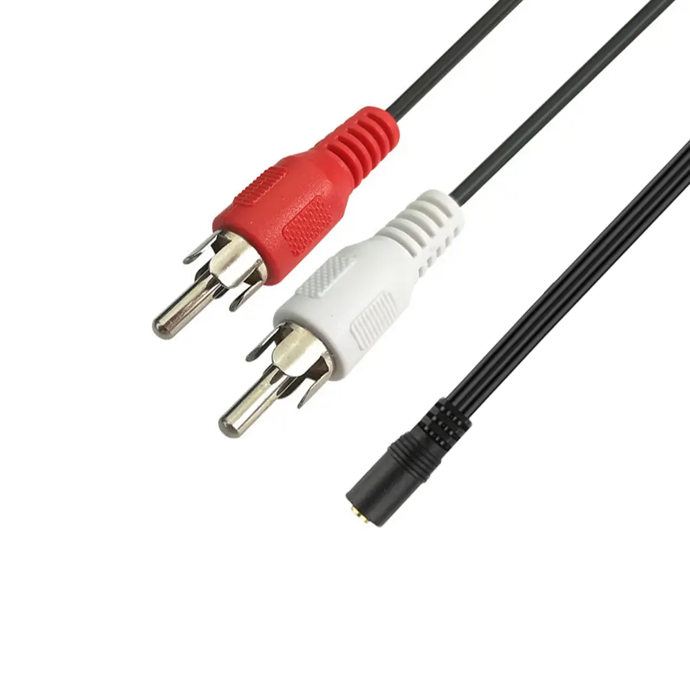 New 3.5MM Female Connector Jack Stereo Cable Y Plug To 2 RCA Male Adapter 3.5 Audio Aux Socket Headphone Music Wire