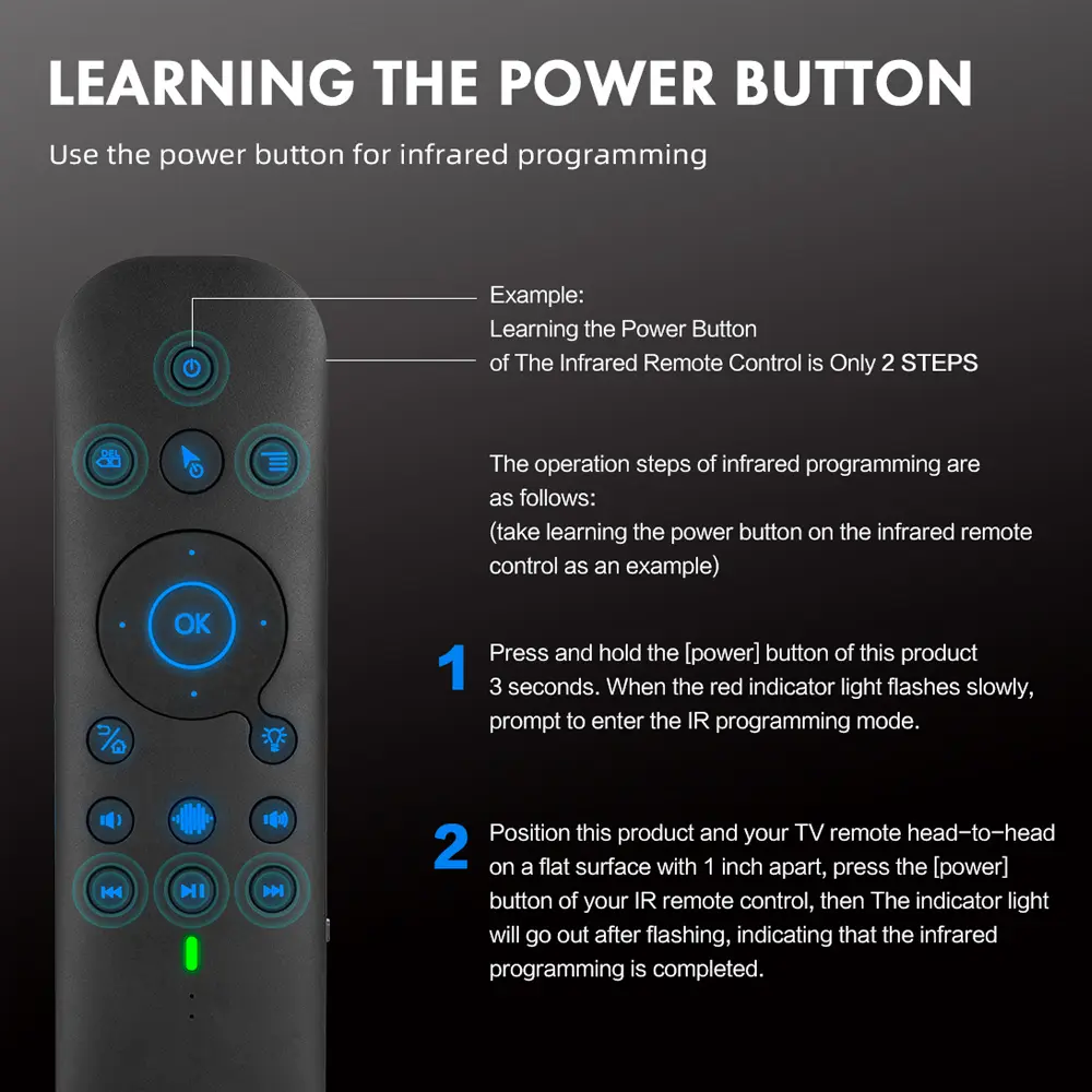 G60S PRO Dual Mode Voice Bluetooth Flying Mouse with Backlight Band Learning 2.4G Wireless For Android TV Box PC