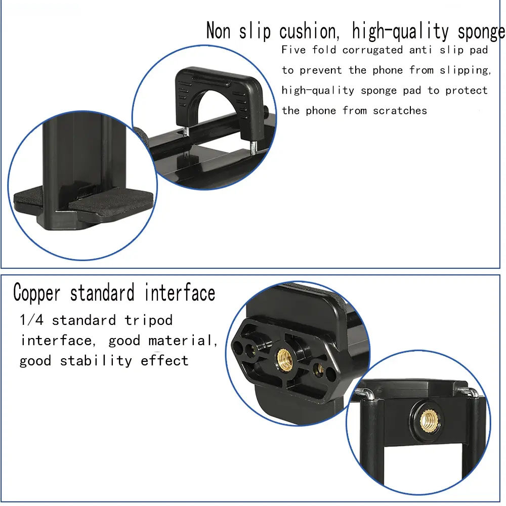 Universal 2 in 1 Mobile Phone Clip 58-90mm Tablet Desktop Clip 110-180mm Pan Tilt Camera Holder for iPhone 13 12 pro max Xiaomi
