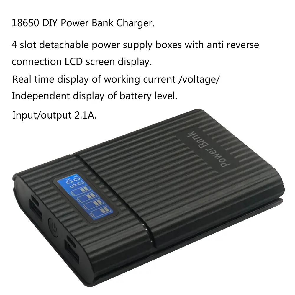 Quick Charge Dual USB DIY 18650 Power Bank Shell DIY 4*18650 Case Battery Charge Storage Box Battery Charge