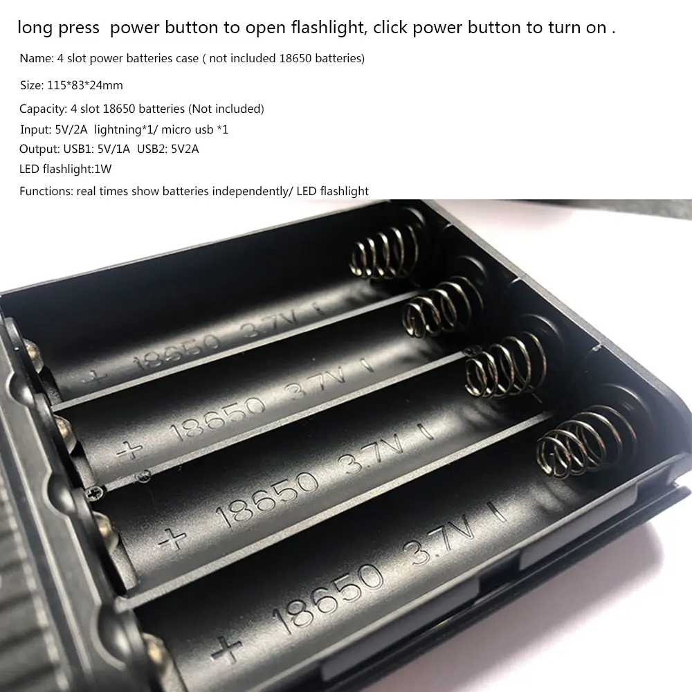 Quick Charge Dual USB DIY 18650 Power Bank Shell DIY 4*18650 Case Battery Charge Storage Box Battery Charge