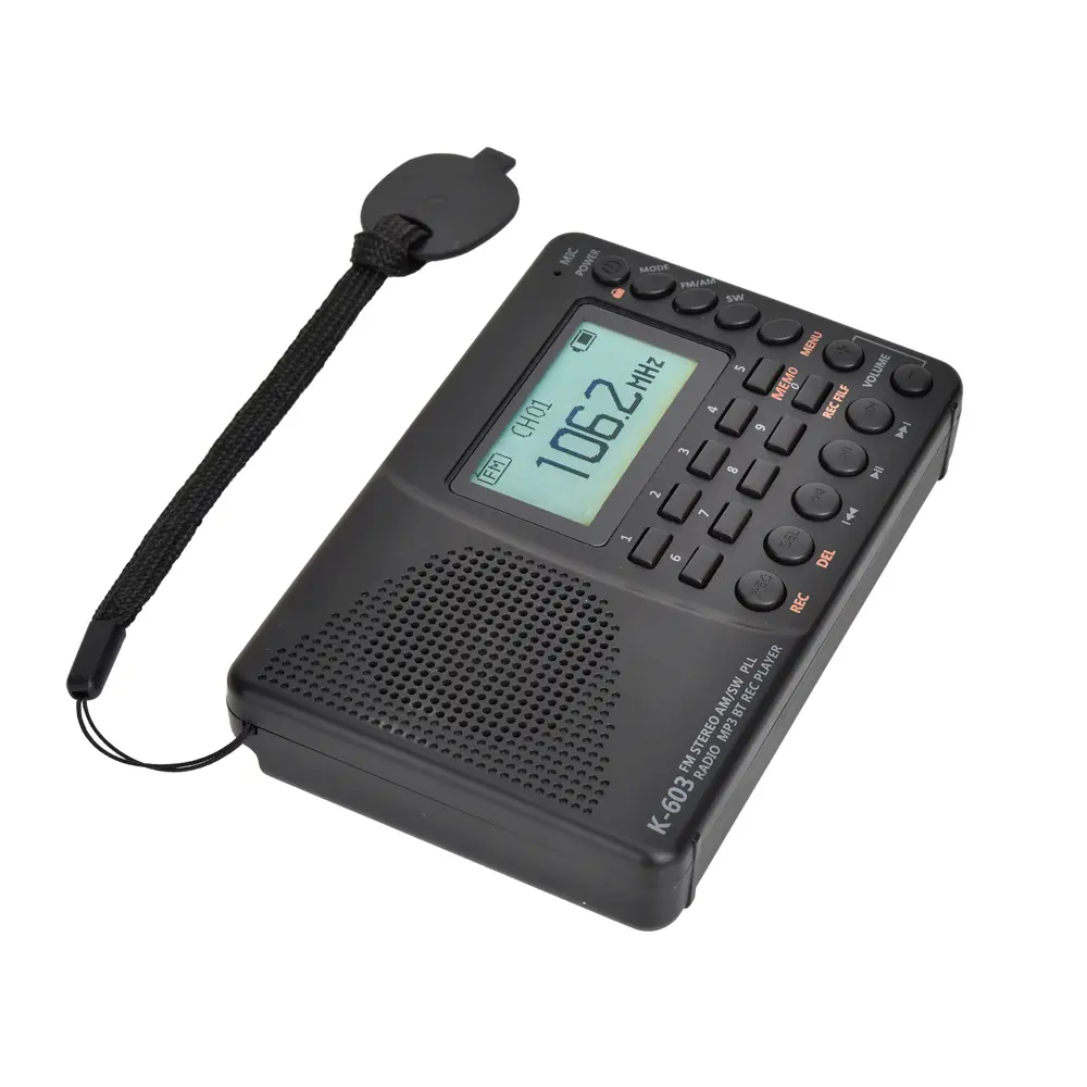 Portable Digital FM Radio LCD Display FM AM SW Radio with Bluetooth Speaker Power-off Memory Function Fashion FM Radio K603