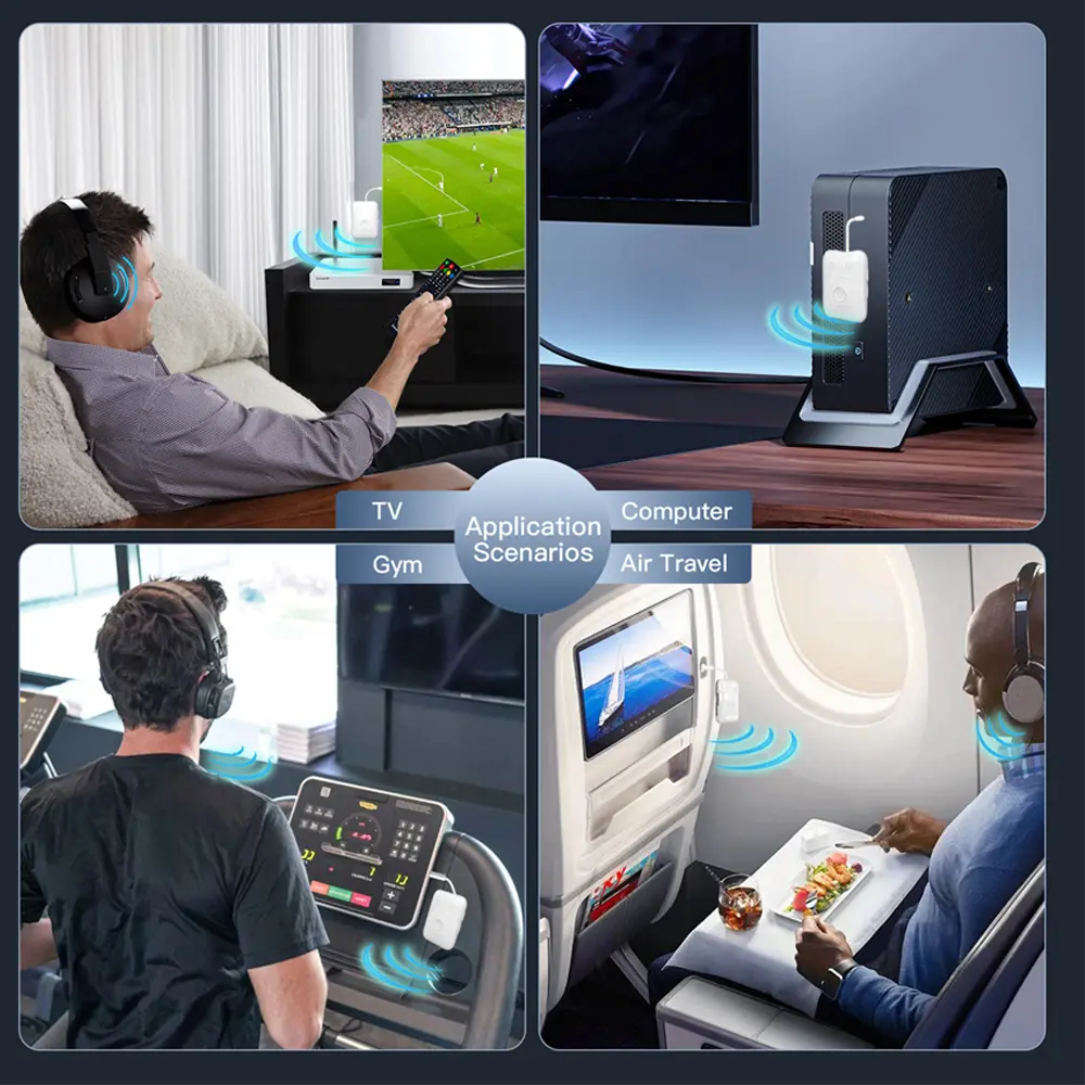 BF02 Airplane Bluetooth Transmitter 1 to 2 Wireless Transmitter For Heaphone Speaker Aux Adapter 3.5MM Jack On Flight TV Gym