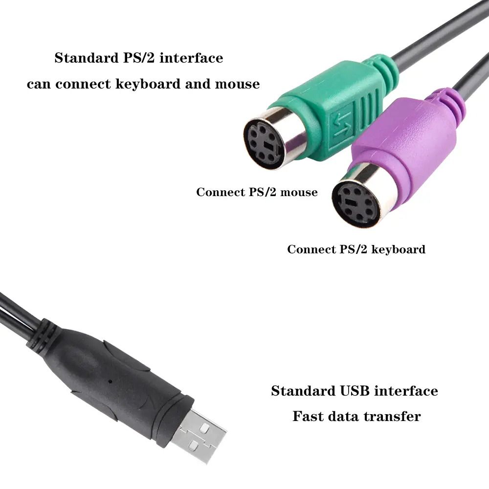 Universal USB Male to 6Pin 6 Pin PS2 for PS/2 Female Extension Cable Y Splitter Adapter Connector for Keyboard Mouse Scanner