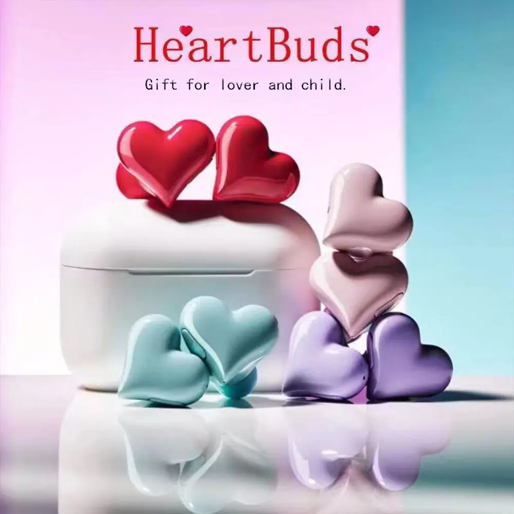 New lovely Wireless Bluetooth Headphones Heart Shaped Earphones woman Earphone High Quality Heart Earbuds Girl Gift