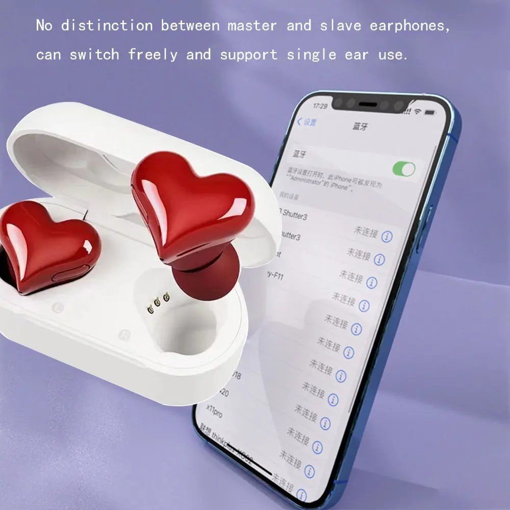 New lovely Wireless Bluetooth Headphones Heart Shaped Earphones woman Earphone High Quality Heart Earbuds Girl Gift