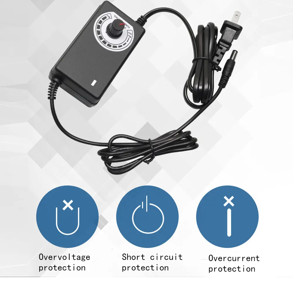 New 3-12V 2A Adjustable Power Supply LED Dimming Fan Stepless Speed Control Adapter   DC 5.5*2.5mm Port Plug Charger