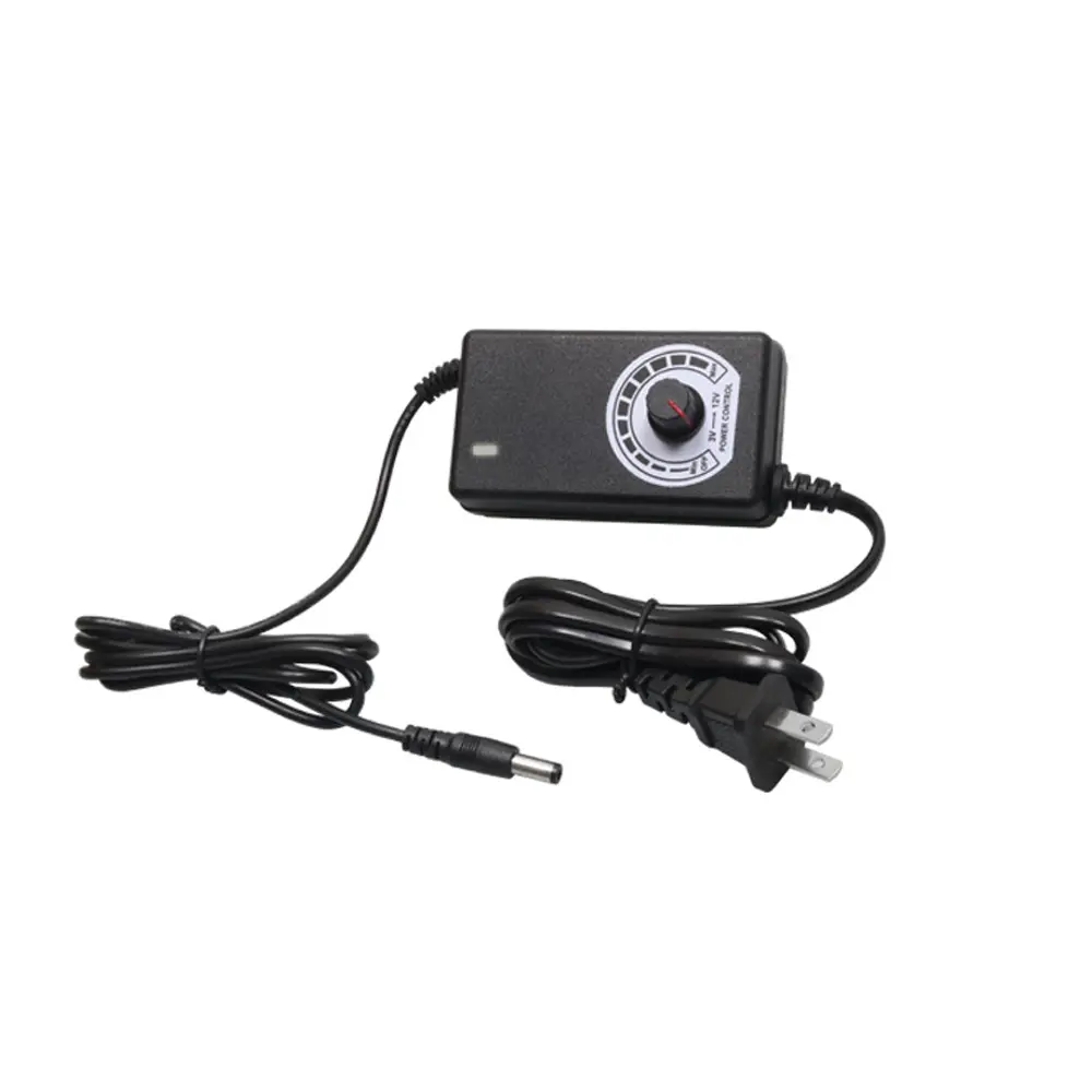 New 3-12V 2A Adjustable Power Supply LED Dimming Fan Stepless Speed Control Adapter   DC 5.5*2.5mm Port Plug Charger