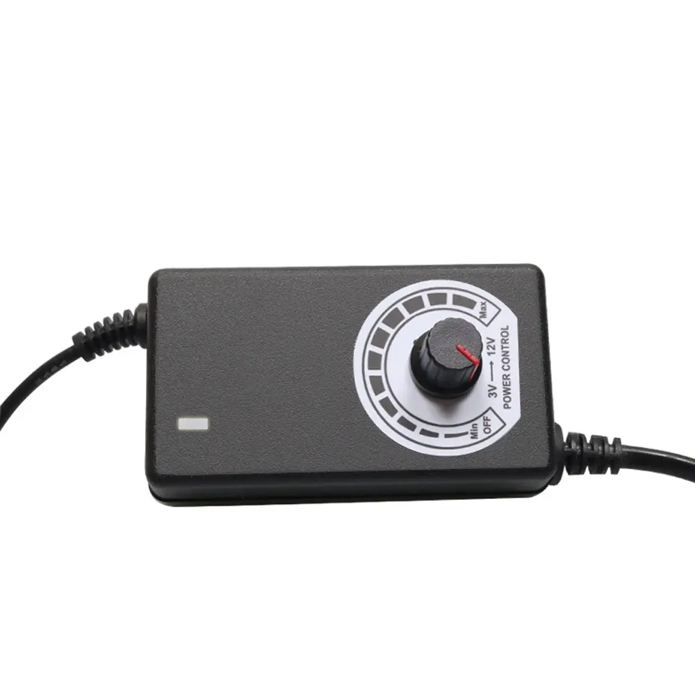 New 3-12V 2A Adjustable Power Supply LED Dimming Fan Stepless Speed Control Adapter   DC 5.5*2.5mm Port Plug Charger