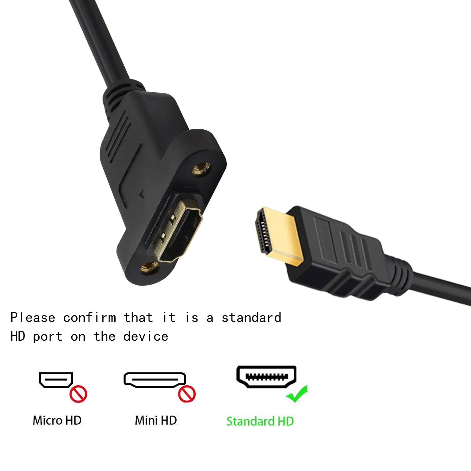Elistooop Gold Plated HDMI-Compatible Extension Cable Male to Female With Screw Panel V1.4 HD 1080P For PSP HDTV 30cm