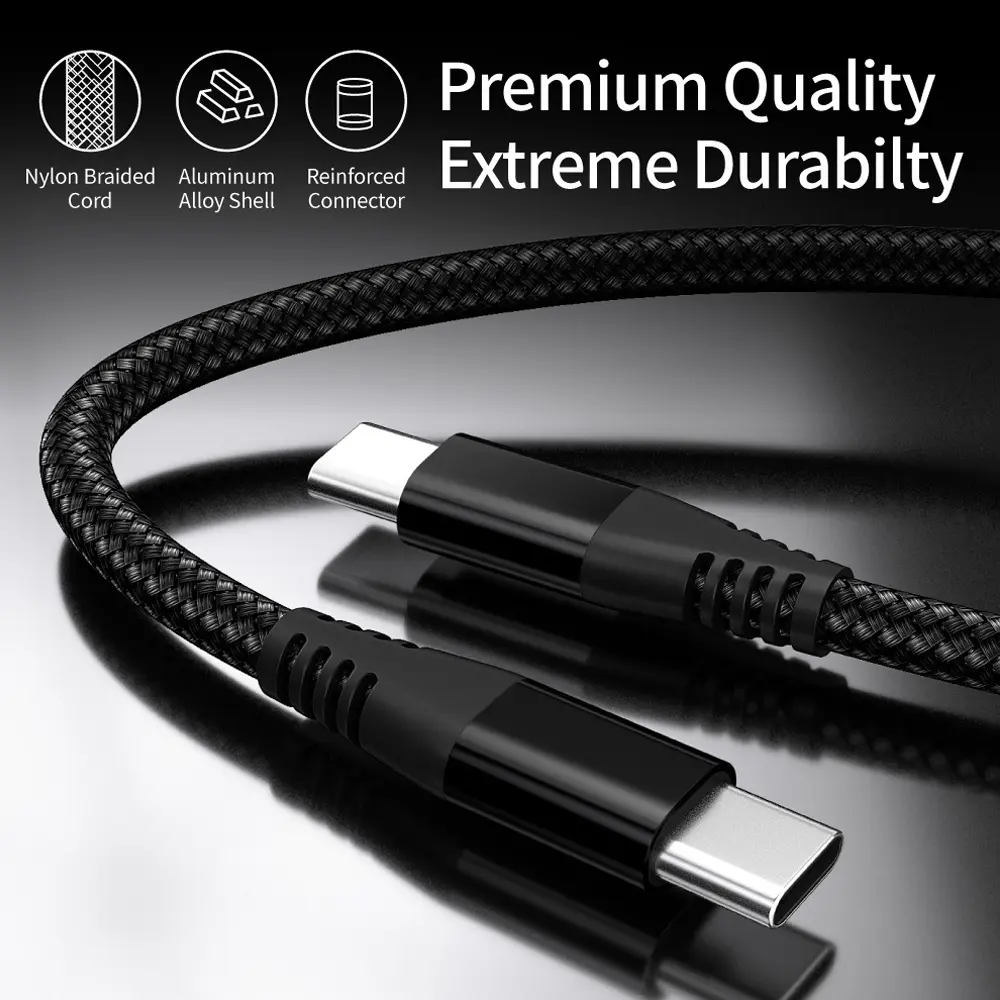60W USB C To USB Type C Cable USBC PD Fast Charging Charger Cord USB-C TypeC Cable 1m/2m/3m For Macbook Samsung Xiaomi Huawei