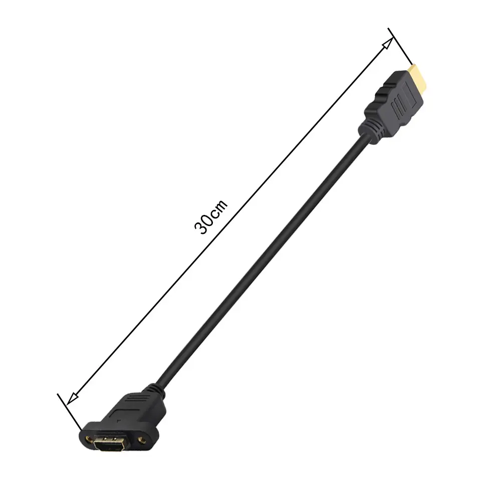 Elistooop Gold Plated HDMI-Compatible Extension Cable Male to Female With Screw Panel V1.4 HD 1080P For PSP HDTV 30cm