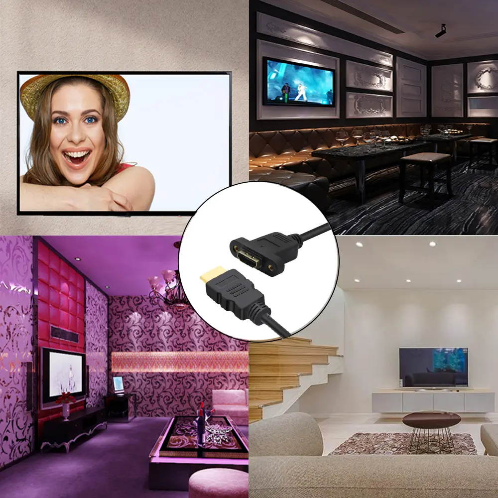 Elistooop Gold Plated HDMI-Compatible Extension Cable Male to Female With Screw Panel V1.4 HD 1080P For PSP HDTV 30cm