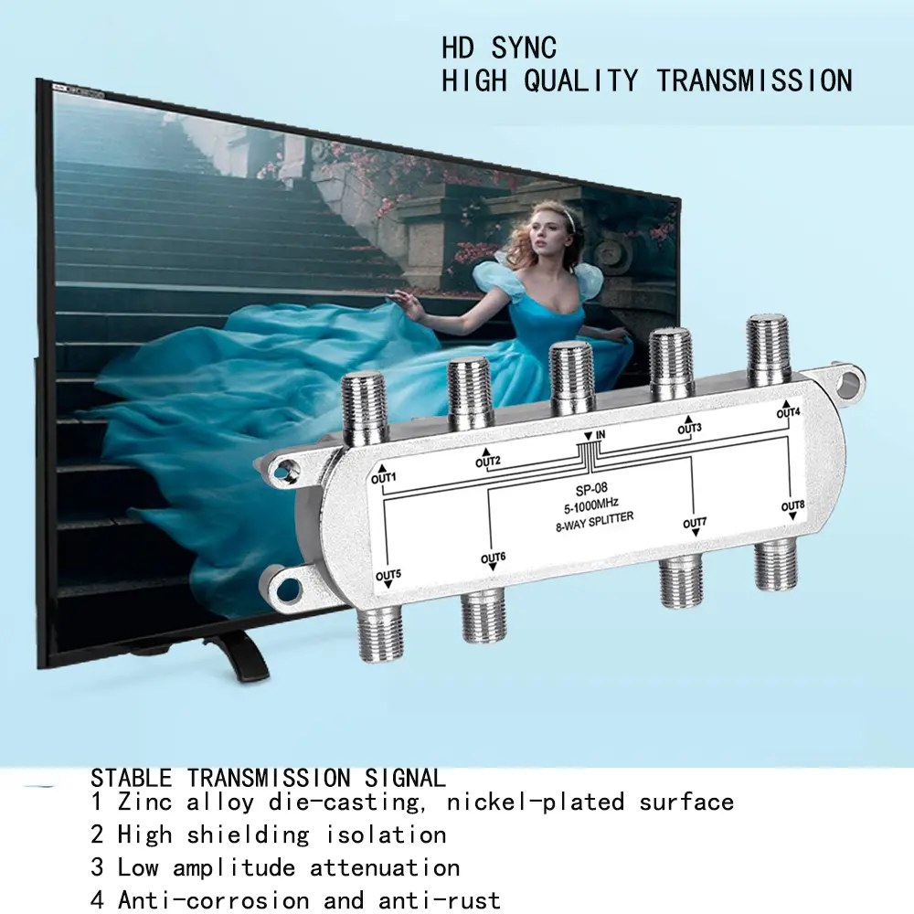 8 Way Port diplexer sat TV Signal Satellite Sat Coaxial Diplexer Combiner Splitter Cable Switch Switcher For TV Signal Splitter