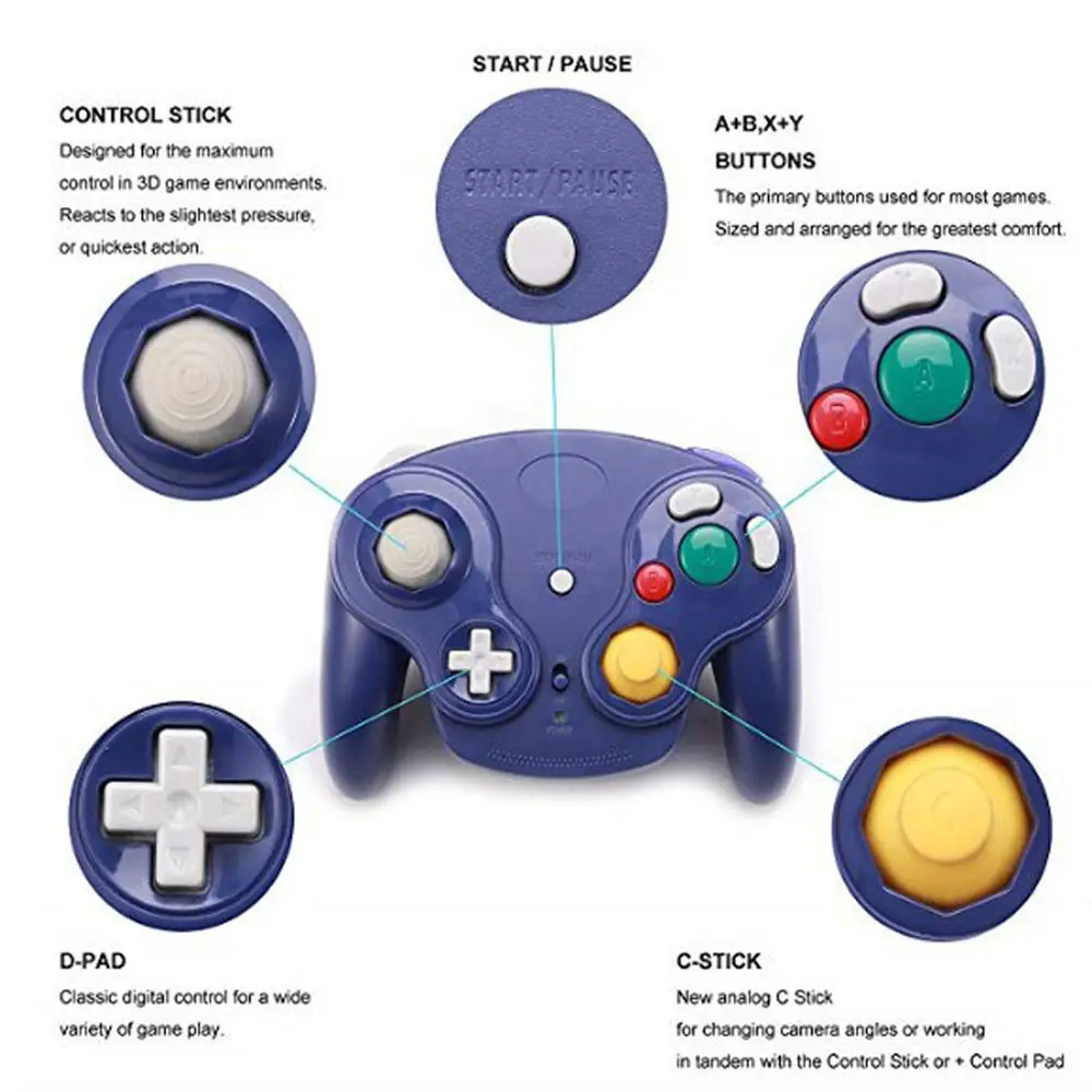 2.4GHz Bluetooth Controller Wireless Gamepad Handle joystick for Nintendo for NGC for Wii for GameCube