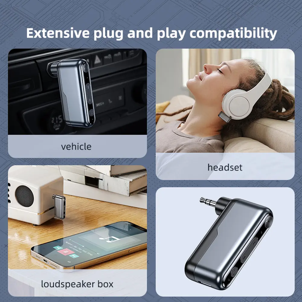 Wireless 5.3 Car Bluetooth Adapter Audio Receiver for Music Hands-Free Calls 3.5mm AUX Adapter for Car Home Stereo Headphones