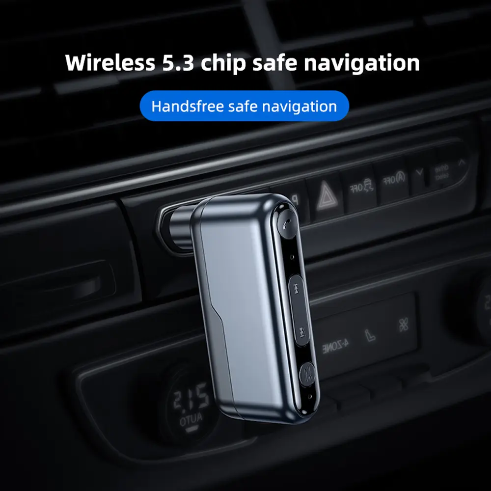 Wireless 5.3 Car Bluetooth Adapter Audio Receiver for Music Hands-Free Calls 3.5mm AUX Adapter for Car Home Stereo Headphones