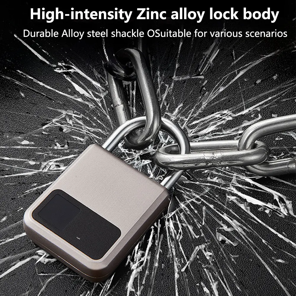 Keyless USB Charging Door Lock Fingerprint Smart Padlock Quickly Unlock Zinc Alloy Metal Self-imaging Chip Fingerprints Lock