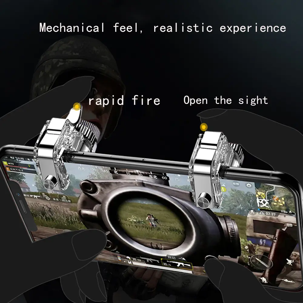 Metal Mobile Gaming Trigger Fire Button Aim Key L1R1 Shooter Controller for PUBG Mobile Game