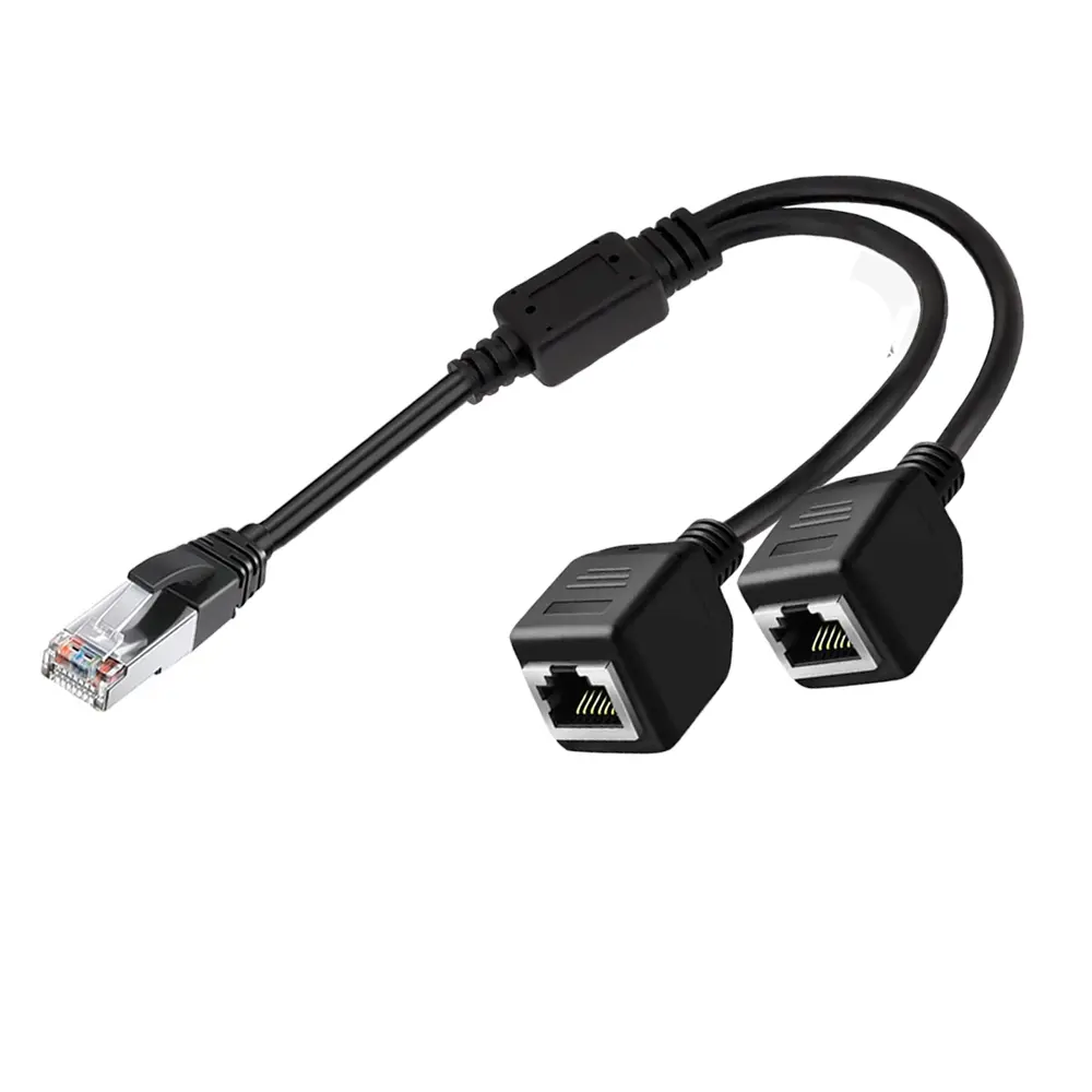 1 Male to 2 Female 2 Ways RJ45 Ports Ethernet Network Splitter Adapter 1 to 2 Socket Connector Extension LAN Double Ports