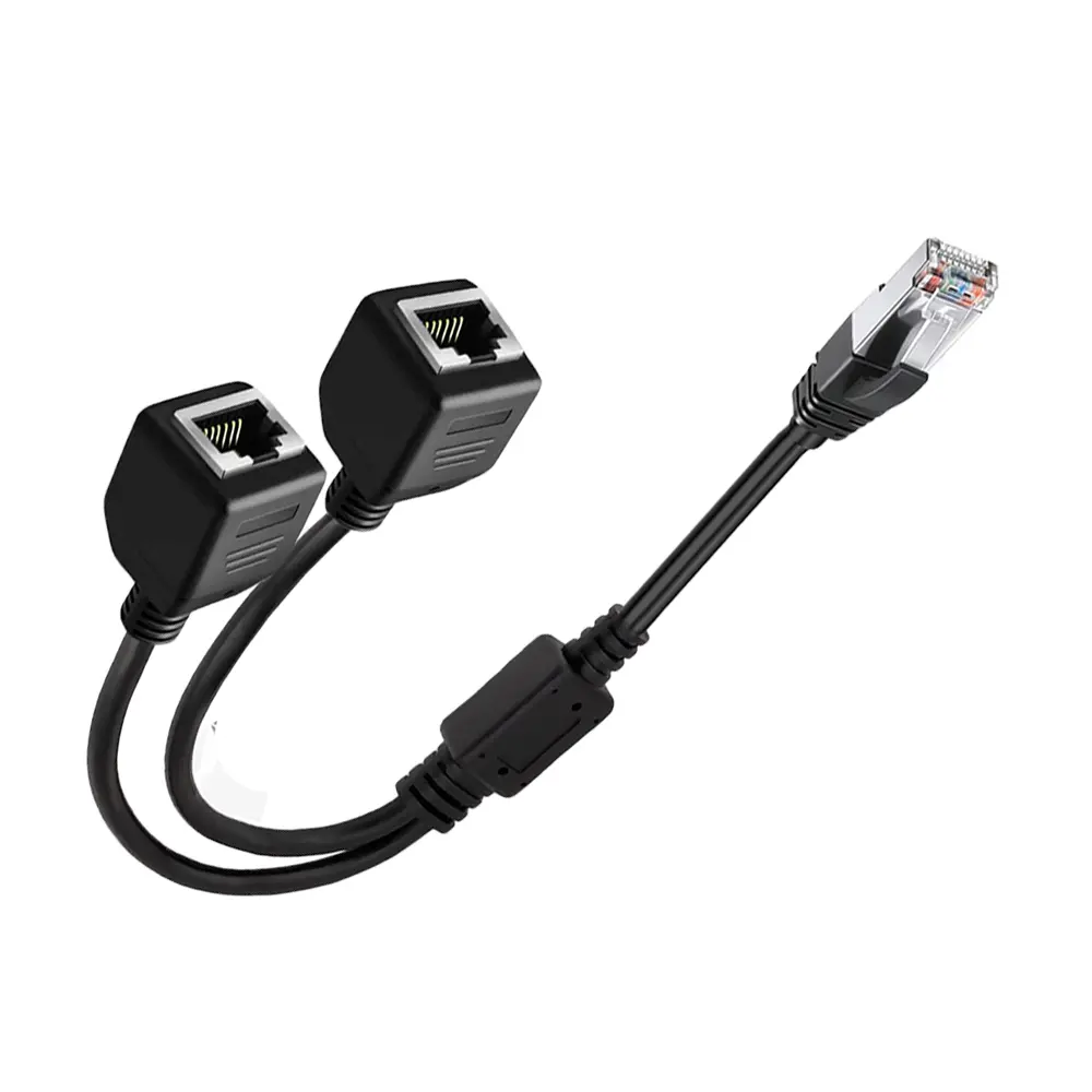 1 Male to 2 Female 2 Ways RJ45 Ports Ethernet Network Splitter Adapter 1 to 2 Socket Connector Extension LAN Double Ports