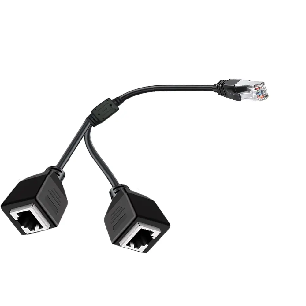 1 Male to 2 Female 2 Ways RJ45 Ports Ethernet Network Splitter Adapter 1 to 2 Socket Connector Extension LAN Double Ports