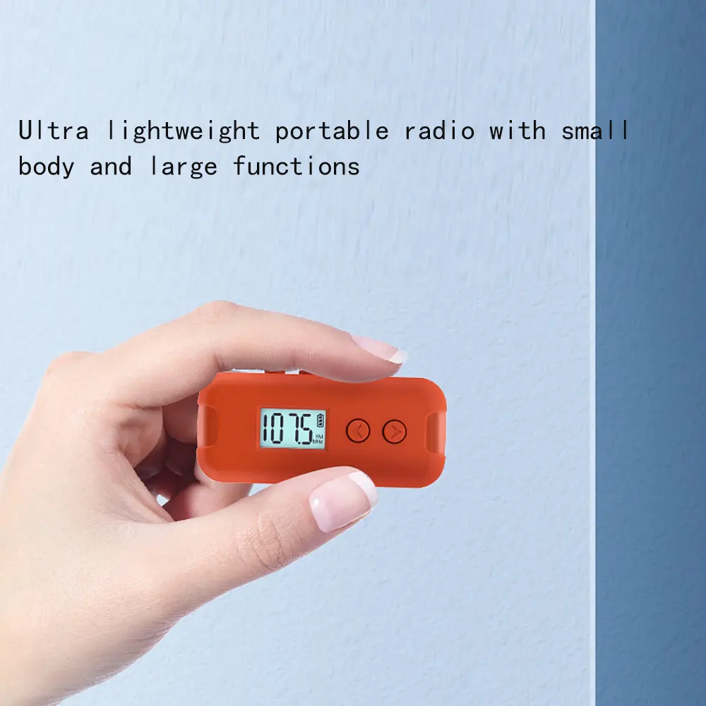Pocket FM Radio Portable 50-108MHZ Radio Receiver with LCD Display 3.5mm Earphone Time Display Mini Radio 2*AAA Power Supply