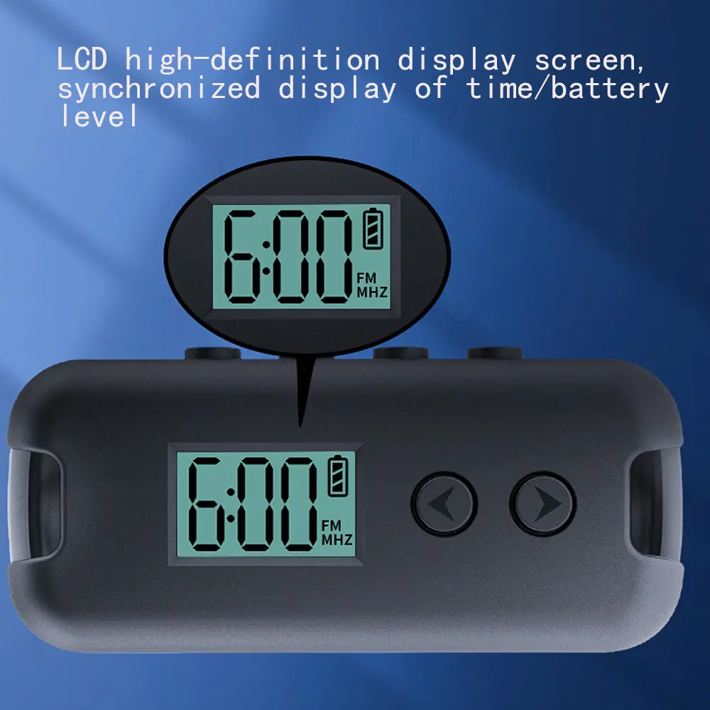 Pocket FM Radio Portable 50-108MHZ Radio Receiver with LCD Display 3.5mm Earphone Time Display Mini Radio 2*AAA Power Supply