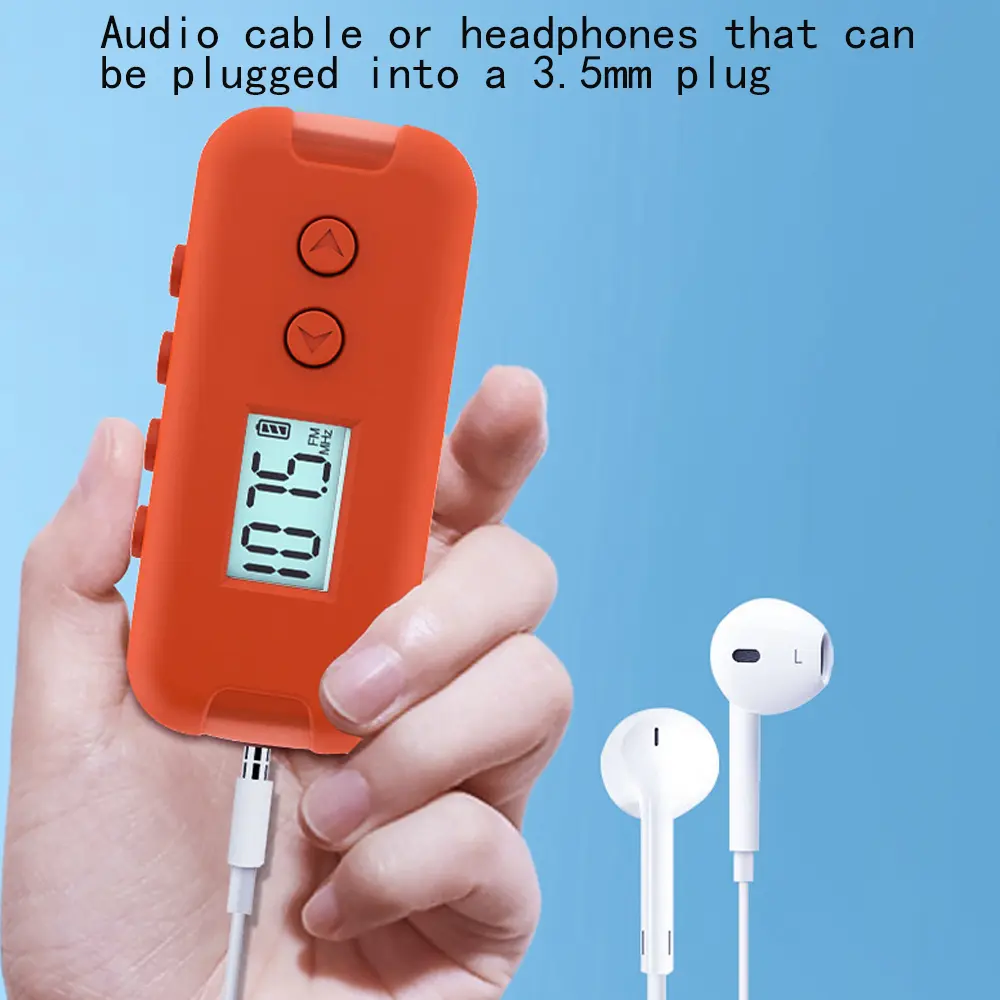 Pocket FM Radio Portable 50-108MHZ Radio Receiver with LCD Display 3.5mm Earphone Time Display Mini Radio 2*AAA Power Supply
