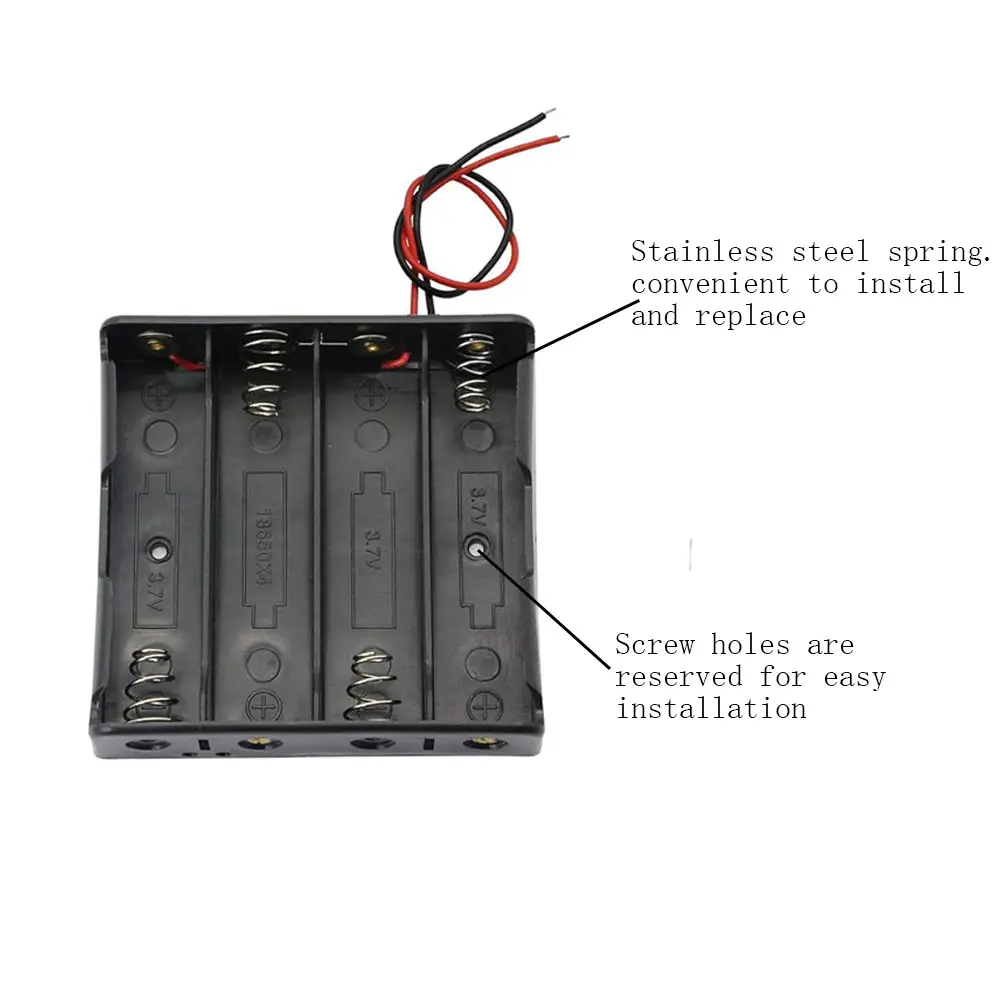 18650 Battery Case Holder DIY Storage Box Plastic Housing  Power Rechargeable Holder 1 2 3 4 Slot With Wire Leads