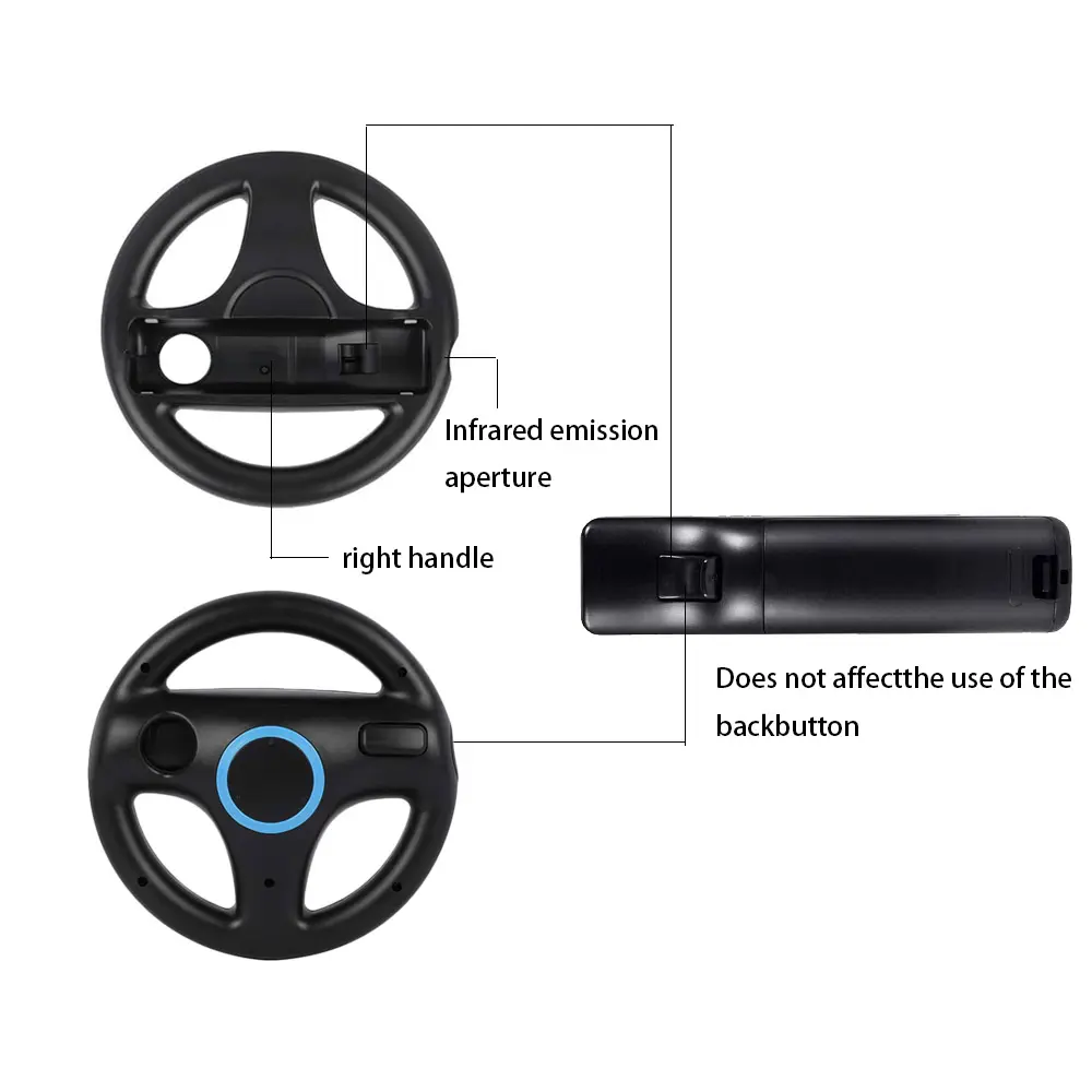 For Nintendo Wii Game Racing Steering Wheel Kart Remote Controller Plastic Innovative and ergonomic design
