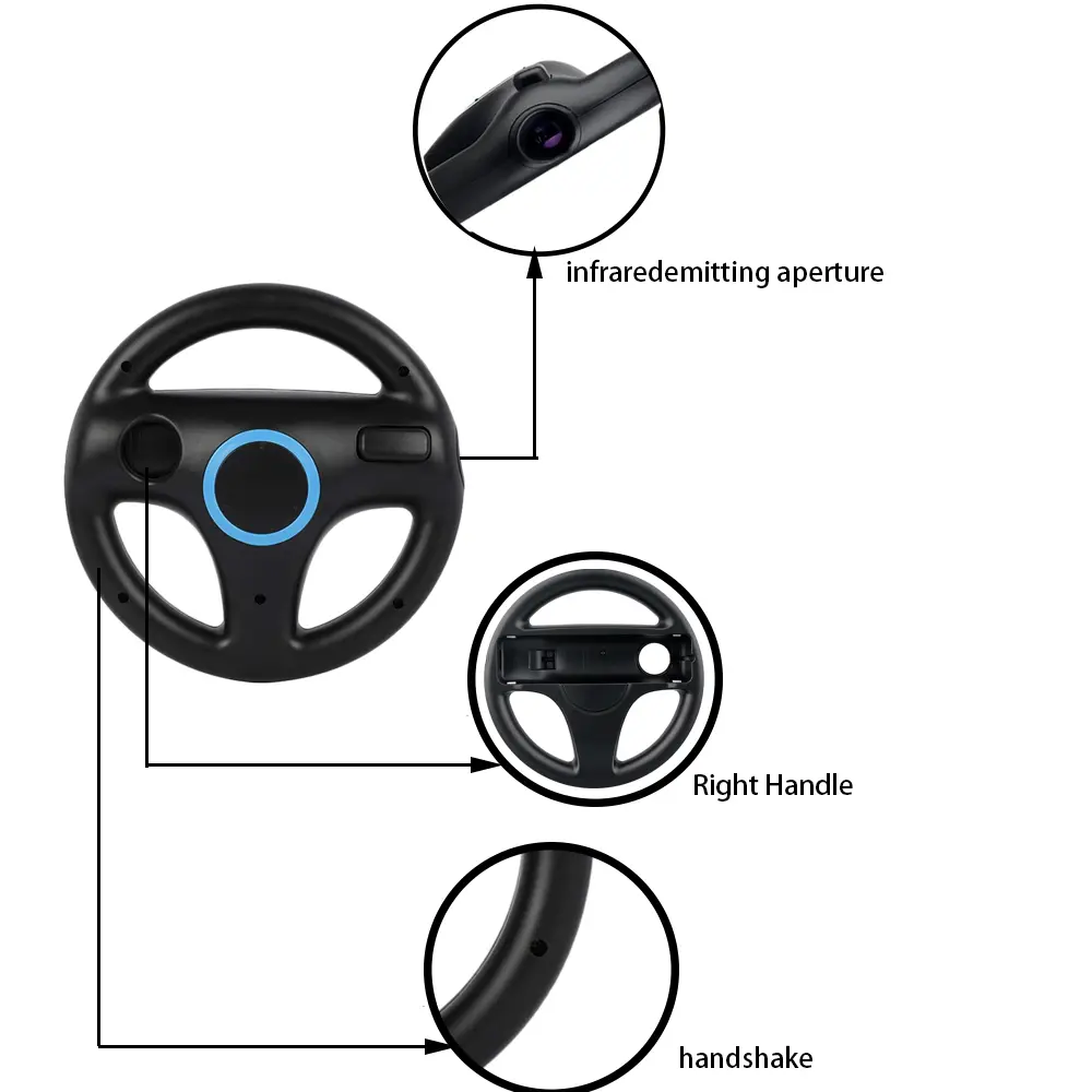 For Nintendo Wii Game Racing Steering Wheel Kart Remote Controller Plastic Innovative and ergonomic design
