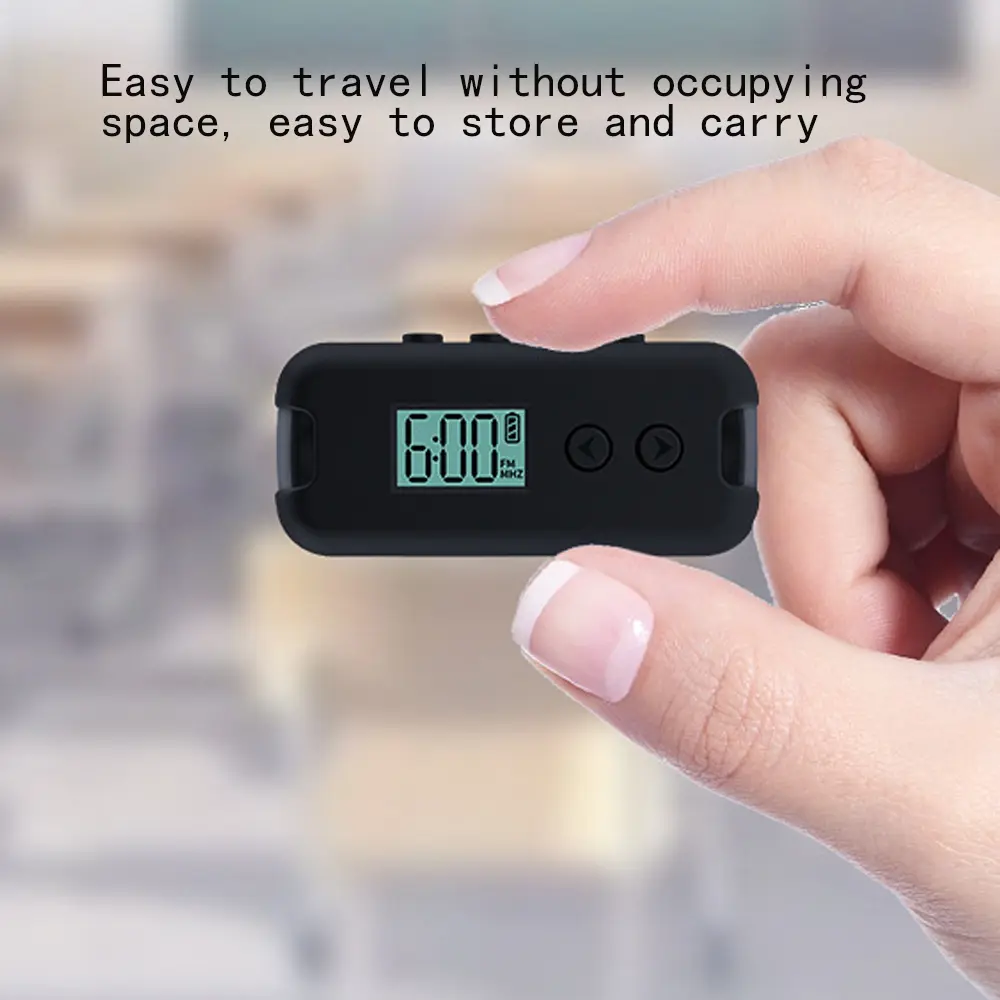 Mini Pocket FM Radio Portable 50-108MHZ Audio Radio Receiver with LCD Display Outdoor Sports Handheld 3.5mm Radio with Lanyard