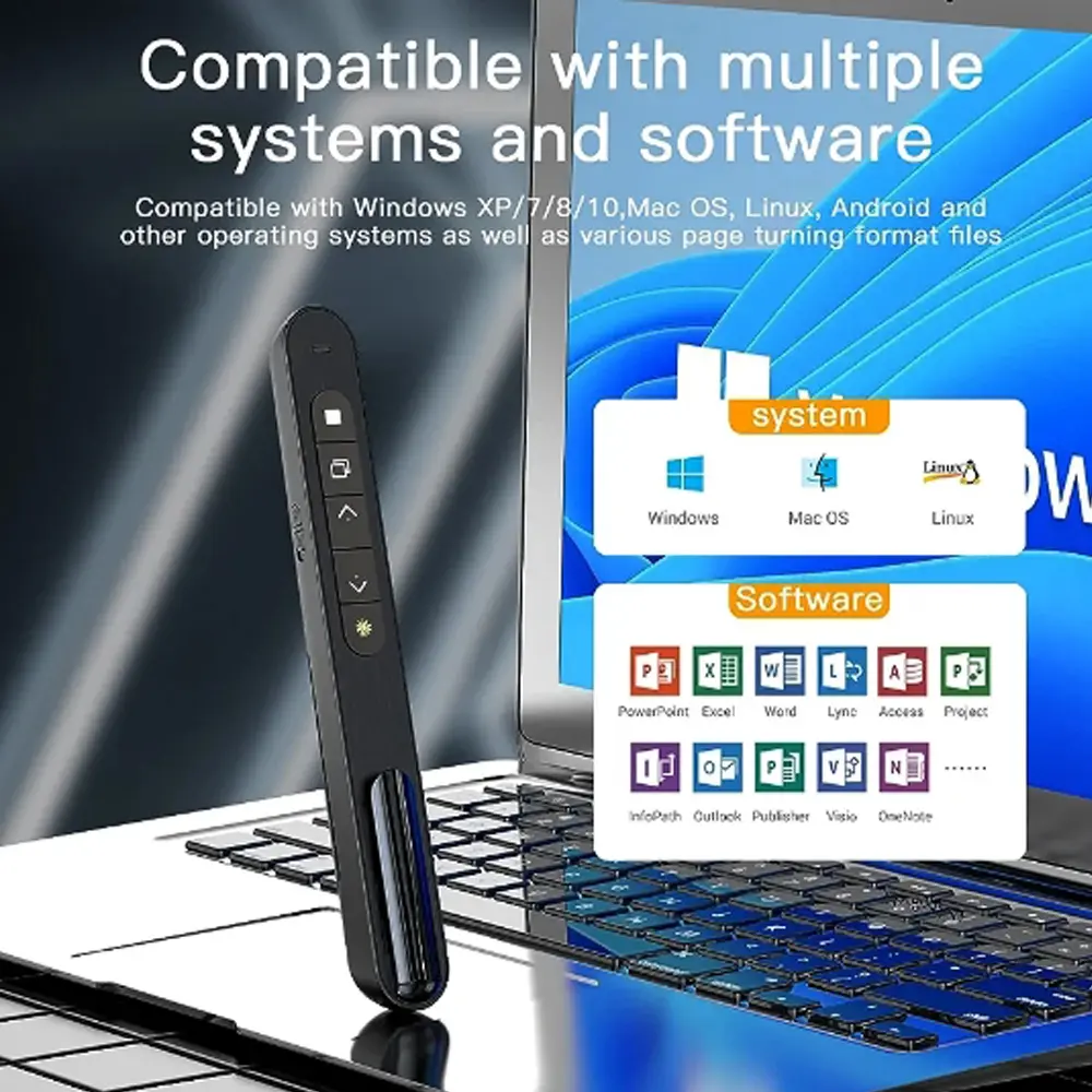 Wireless Presenter Red Laser Page Turning Pen 2.4G RF Volume Remote Control PPT Presentation USB PowerPoint Pointer Mouse