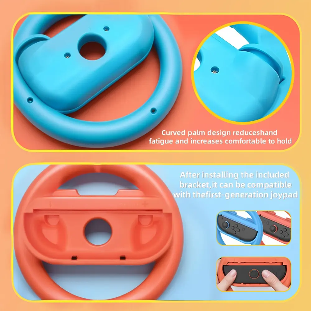 2Pcs/Set For Nintendo Switch2 Joy Con Controller For Mario Kart Game Steering Wheel Wireless Controller Ergonomic Design