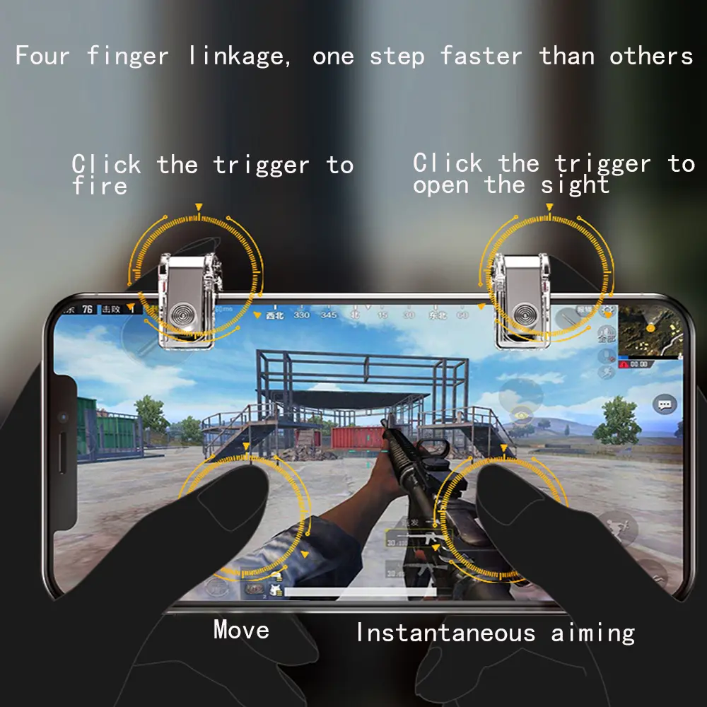 2pcs Metal Smart Phone Mobile Gaming Trigger Joystick for PUBG Mobile Gamepad Fire Button Aim Key L1R1 Shooter Pubg Controller