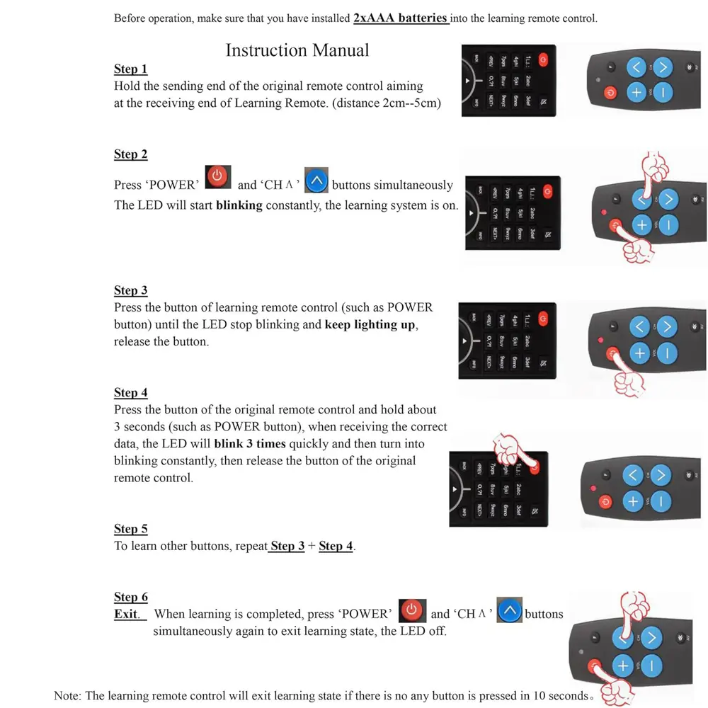 Universal 7 Buttons Learn Remote Control Smart IR learning Clone Copy Controller For TV CD DVD STB DVB HiFi TV BOX