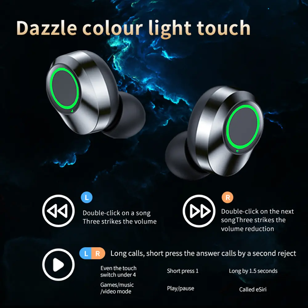 YD03 Wireless Bluetooth Earphones Headphones Outdoor Sport Headset 5.3 With Charging Bin Display Touch Control Earbuds