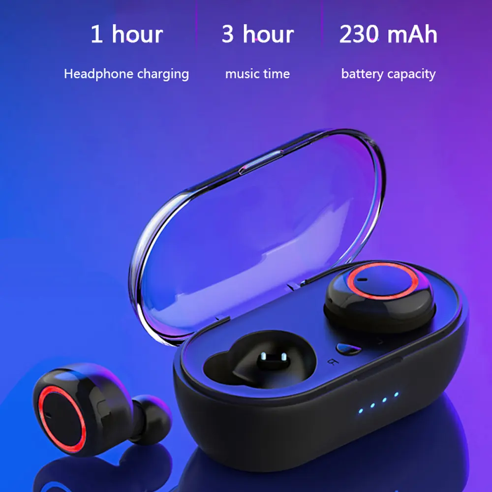 Y50 TWS Wireless Bluetooth 5.0 Earphones Touch Control Stereo Headset Sport Earphones Waterproof Earbuds LED Display with Mic