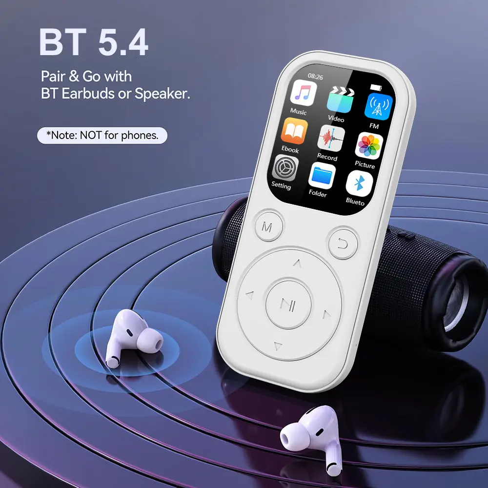 New 1.8 inches MP3 Bluetooth Player Bluetooth Video Playback Expandable Memory Card HiFi Music Player FM Recording E-Book