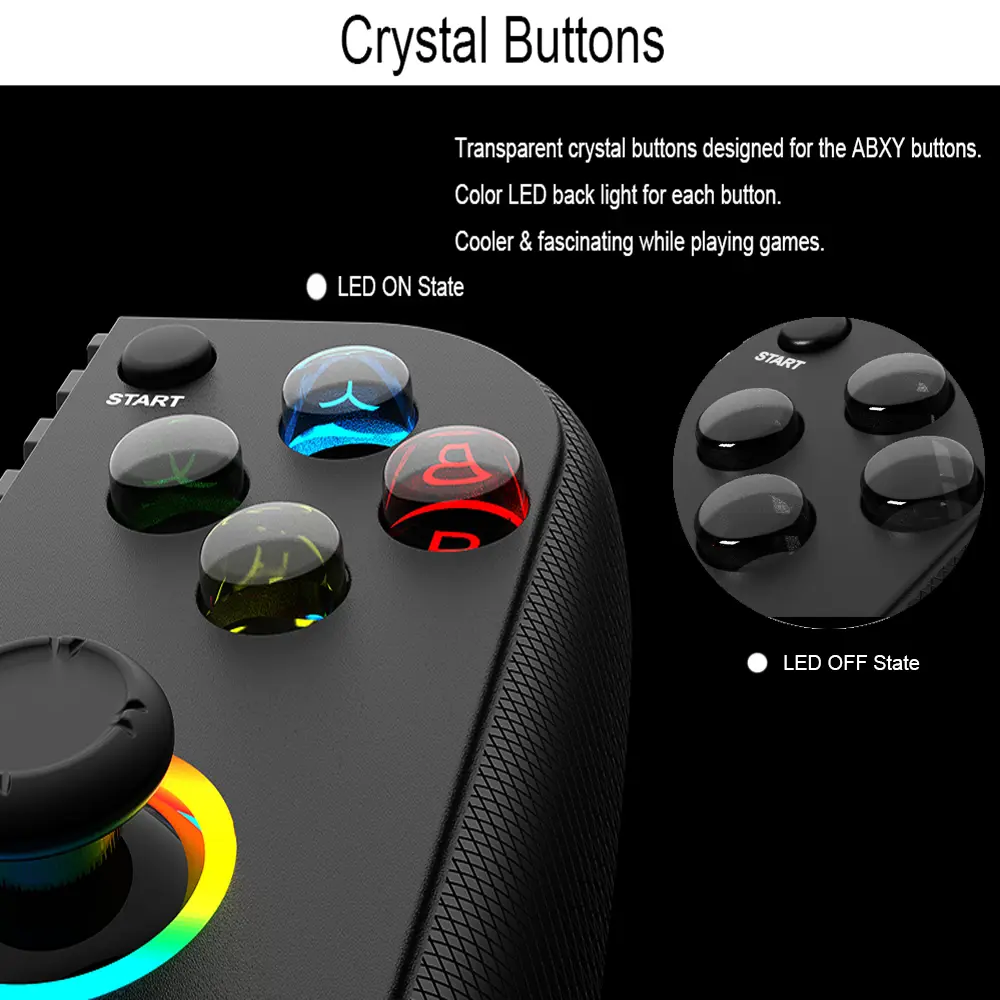 Stretchable Bluetooth Game Controller RGB Light Mobile Phone Gamepad with Vibration Motor Bluetooth Gamepad for Android iOS