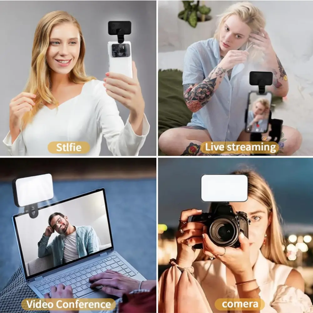 Pocket LED 3 Color Selfie Light Adjustable Brightness LED Light Photo Photography Lamp For Mobile Phone Computers