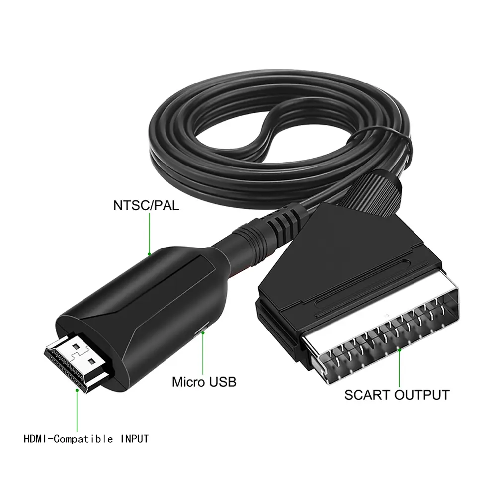 New 1080P Scart To HDMI-Compatible Converter Audio Video Adapter SCART Input to HDMI-Compatible Output for PS3 HDTV PAL NTSC