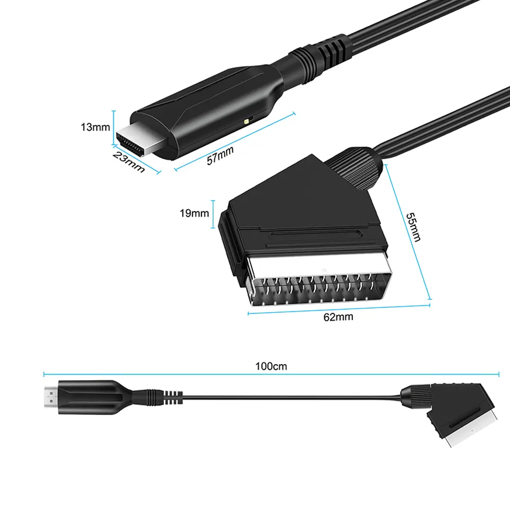 New 1080P Scart To HDMI-Compatible Converter Audio Video Adapter SCART Input to HDMI-Compatible Output for PS3 HDTV PAL NTSC