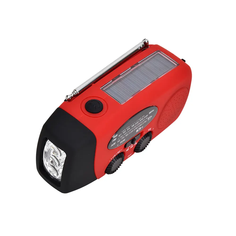 3 in1 Emergency Lamp Hand Crank Generator Solar Dynamo Powered Phones Charger LED Flashlight  FM/AM Radio for Camping Cycling