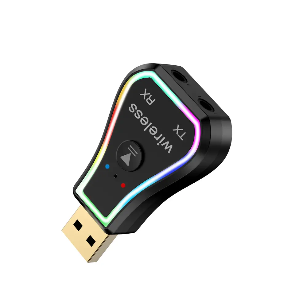 2 in 1 Bluetooth5.0 Stereo Audio Receiver Transmitter Led Wireless Car Hands Free 3.5mm Audio Adapter With Mic For Headphone Car