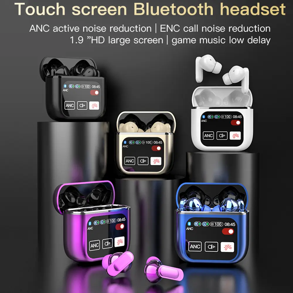 New LED Touchscreen SE60 Wireless Bluetooth Headphone TWS Earphones Visible Active Noise Cancellation Sport Earphone