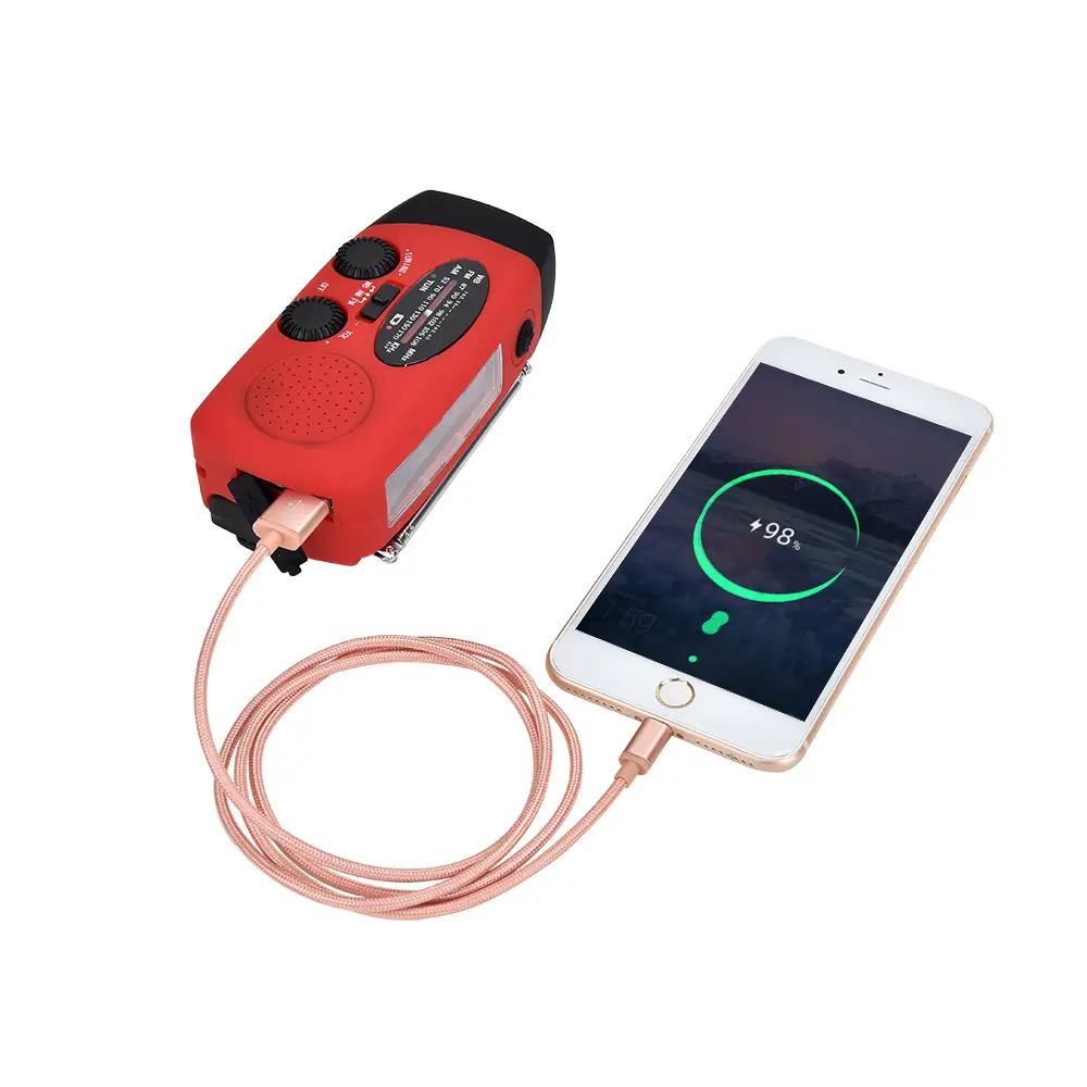 3 in1 Emergency Lamp Hand Crank Generator Solar Dynamo Powered Phones Charger LED Flashlight  FM/AM Radio for Camping Cycling